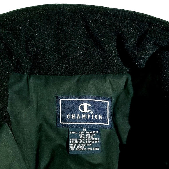 Champion Vintage 00s Mens Fleece Lined Jacket With Phone Pocket Black Medium New - Picture 12 of 13